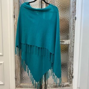 Claudia Nichole 100% Cashmere Teal Asymmetrical Poncho/Cape